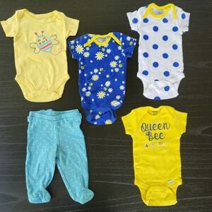 5 Piece Baby Girl Bumble Bee Bundle